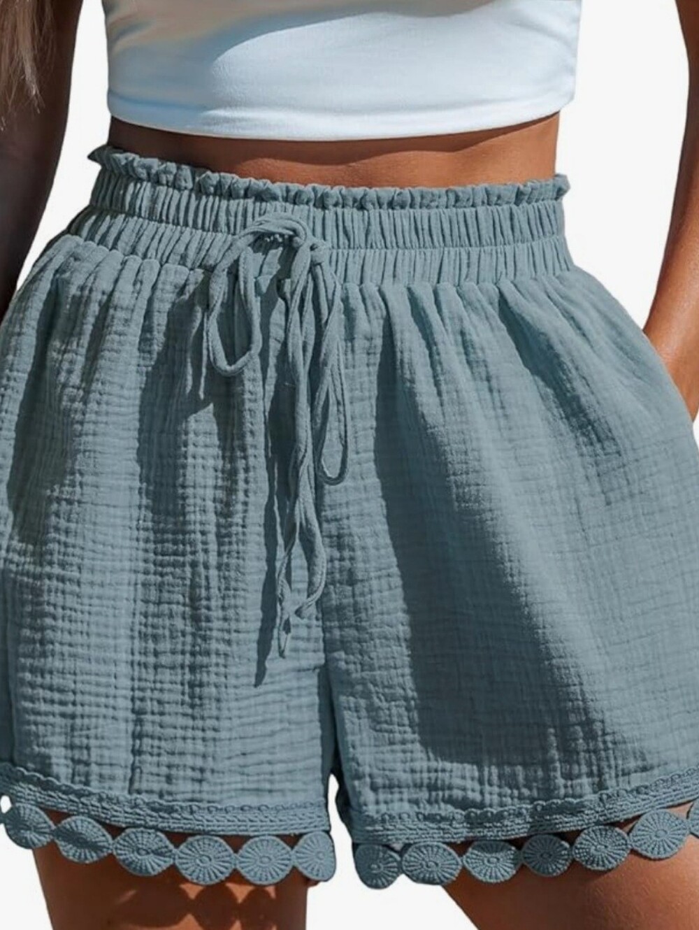 CUPSHE Lightweight Baggy Trendy Shorts- In Solid/ Dusty Sage